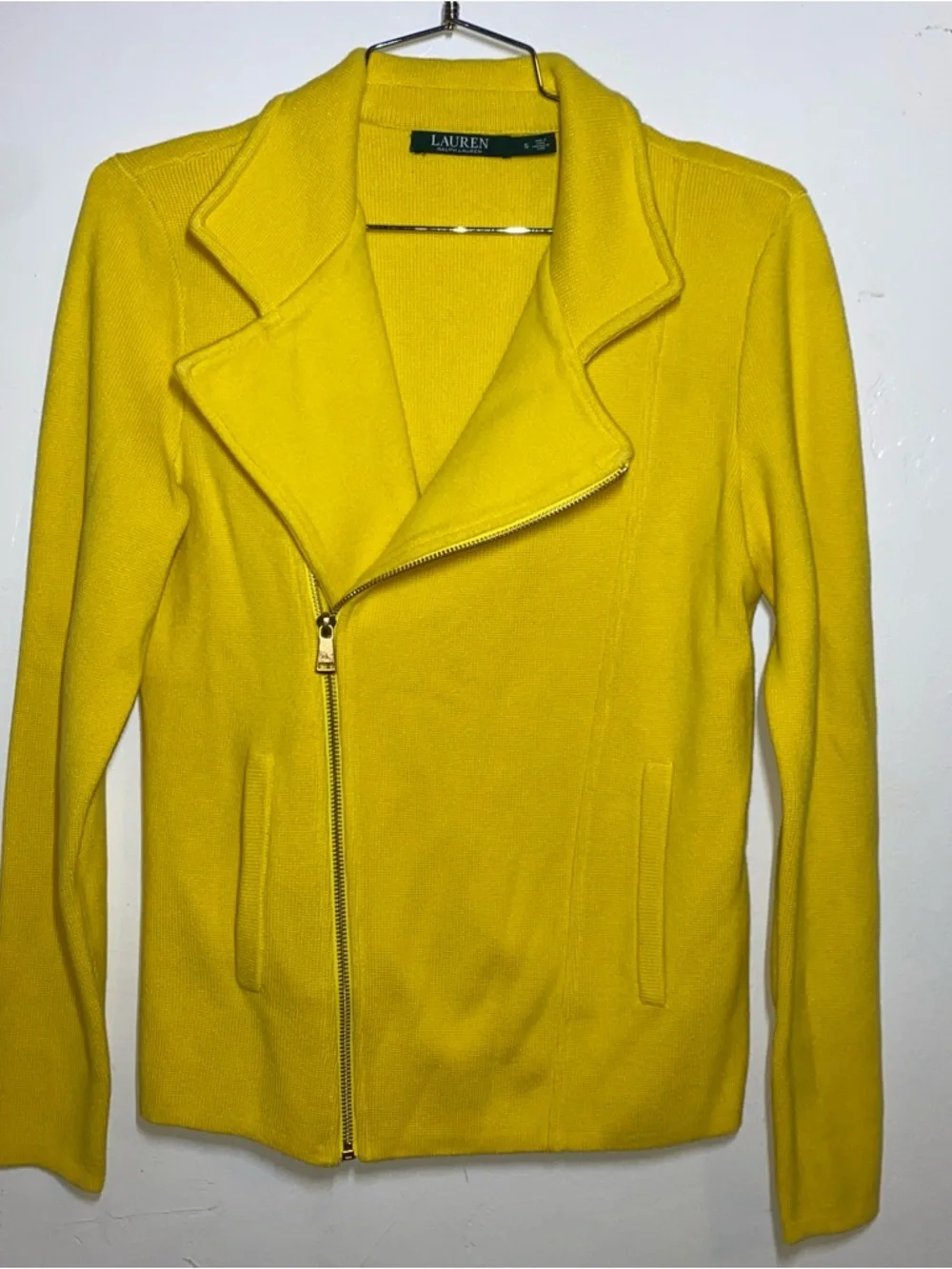Lauren Ralph Yellow Knit Moto Jacket
Asymmetrical Zip Size S - Picture 2 of 5